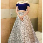 Top with Golden Lehenga