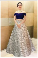 Top with Golden Lehenga